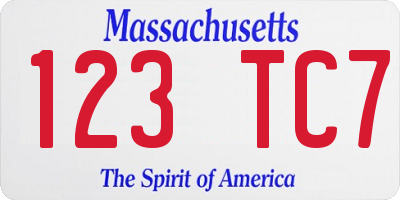 MA license plate 123TC7