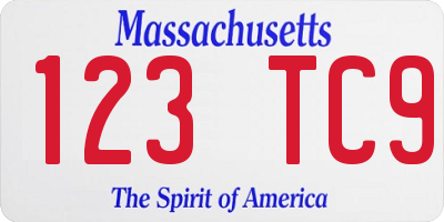 MA license plate 123TC9
