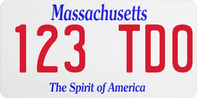 MA license plate 123TD0