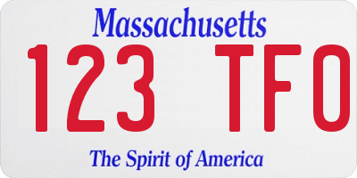 MA license plate 123TF0
