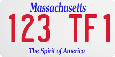 MA license plate 123TF1