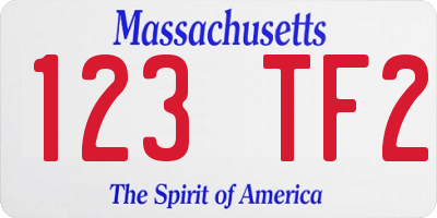 MA license plate 123TF2
