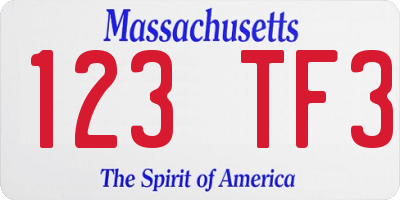 MA license plate 123TF3