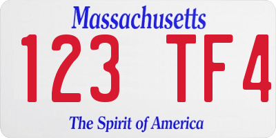 MA license plate 123TF4