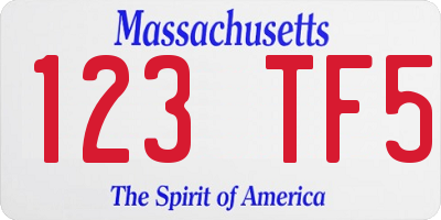 MA license plate 123TF5