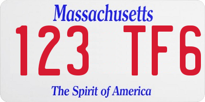 MA license plate 123TF6