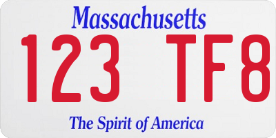 MA license plate 123TF8