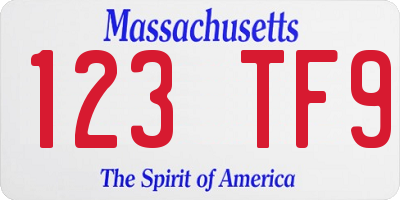 MA license plate 123TF9