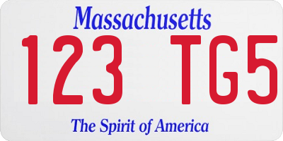 MA license plate 123TG5