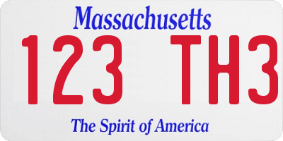 MA license plate 123TH3