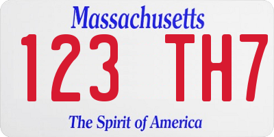 MA license plate 123TH7