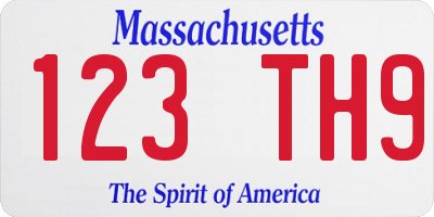 MA license plate 123TH9