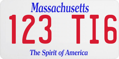 MA license plate 123TI6