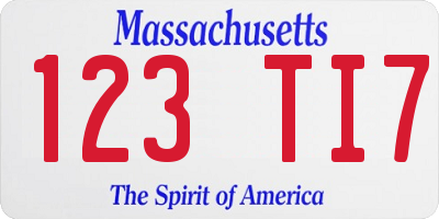 MA license plate 123TI7