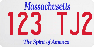 MA license plate 123TJ2
