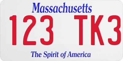 MA license plate 123TK3