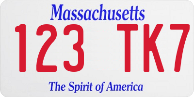 MA license plate 123TK7