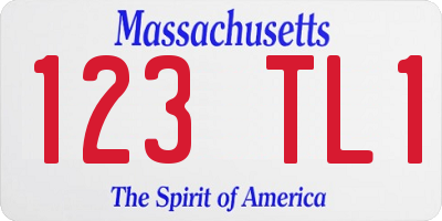MA license plate 123TL1