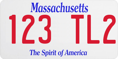 MA license plate 123TL2