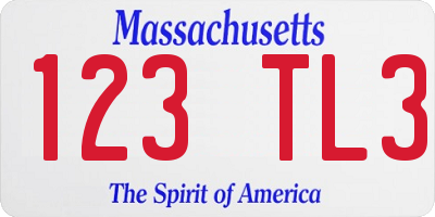MA license plate 123TL3