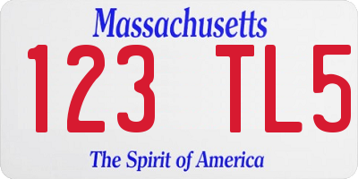 MA license plate 123TL5
