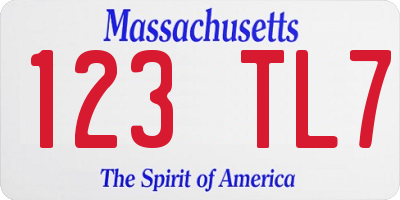 MA license plate 123TL7
