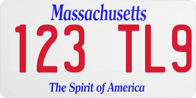 MA license plate 123TL9