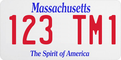 MA license plate 123TM1