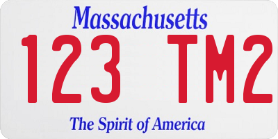 MA license plate 123TM2