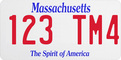 MA license plate 123TM4
