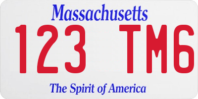 MA license plate 123TM6
