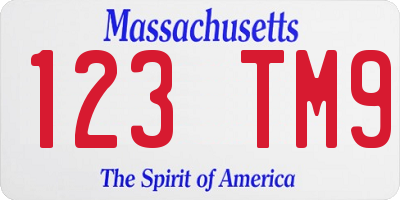 MA license plate 123TM9