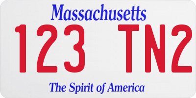 MA license plate 123TN2