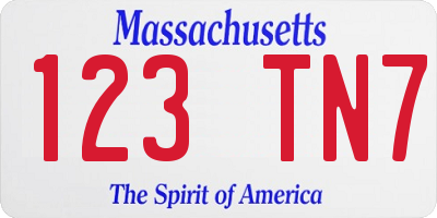 MA license plate 123TN7