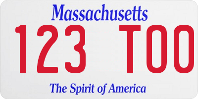 MA license plate 123TO0
