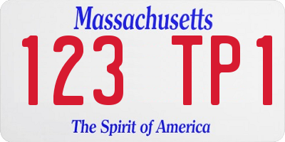 MA license plate 123TP1