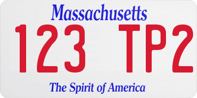 MA license plate 123TP2