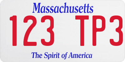MA license plate 123TP3