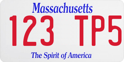 MA license plate 123TP5