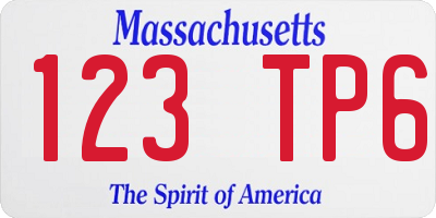 MA license plate 123TP6