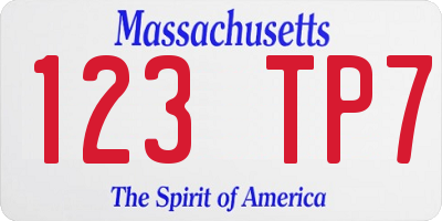 MA license plate 123TP7