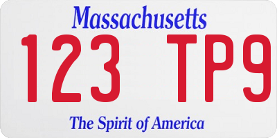 MA license plate 123TP9
