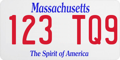 MA license plate 123TQ9