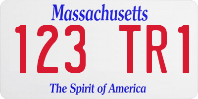 MA license plate 123TR1