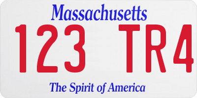MA license plate 123TR4