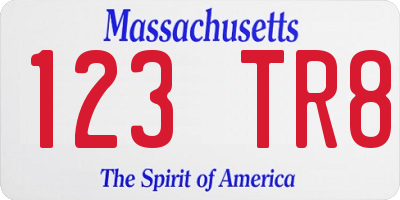MA license plate 123TR8