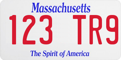 MA license plate 123TR9