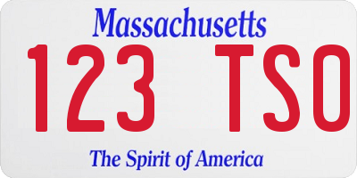 MA license plate 123TS0