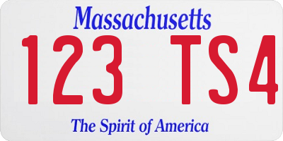 MA license plate 123TS4