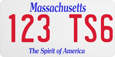 MA license plate 123TS6